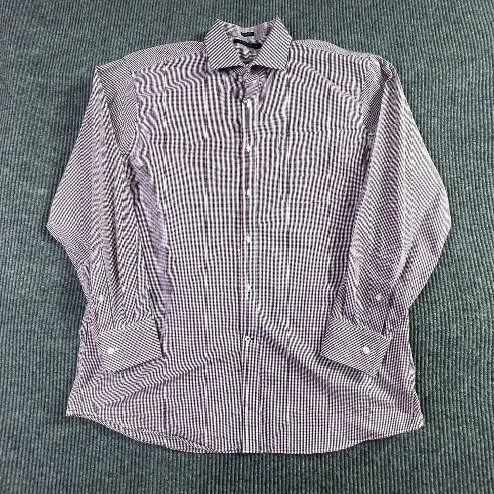 VTG Tommy Hilfiger Shirt Mens 16 Large Red Plaid Regular Fit Cotton Wedding Work